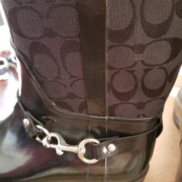 COACH Tall Rubber Rain Boots - Women's Size 11B - Picture 8 of 11